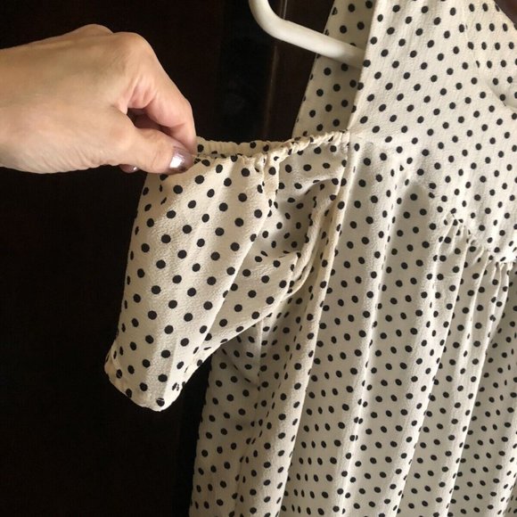 Monteau La Black and White Polka Dot Cold Shoulder Blouse SALE 40% OFF AS MARKED - Picture 7 of 7